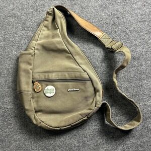 L.L. Bean Green Canvas Sling Backpack Crossbody 20in Travel Bag Daypack
